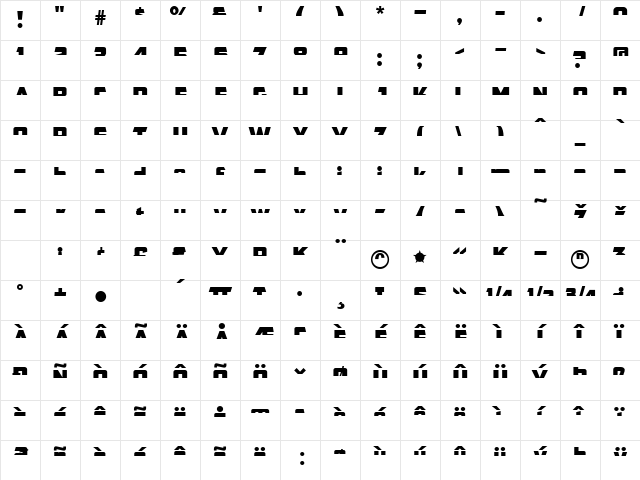 CFB1 American Patriot SPANGLE 2 Italic Character Map