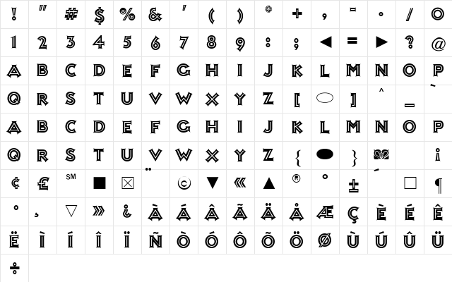 Cg Medium Character Map