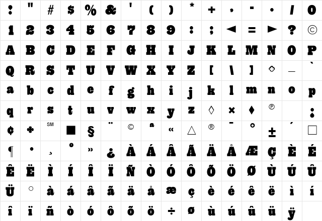 CgBehemothSeCd Medium Character Map