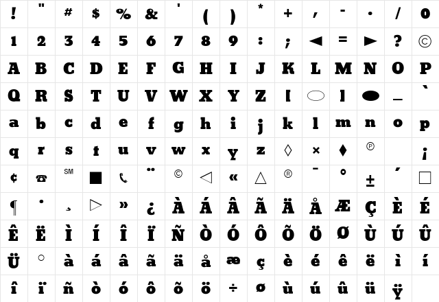 CgBetonExtraBold Medium Character Map
