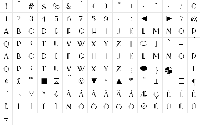 Cg Medium Character Map