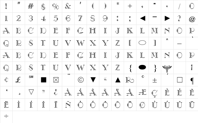 Cg Medium Character Map