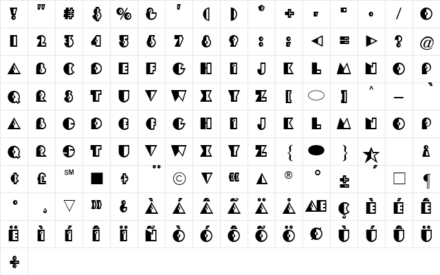 Cg Medium Character Map
