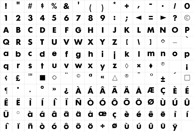 CgFuturaMaxiBd Medium Character Map
