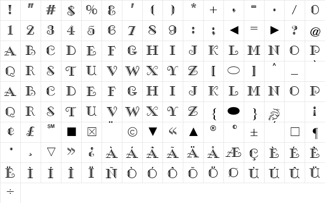 Cg Medium Character Map