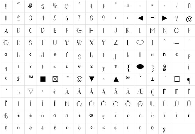 Cg Medium Character Map