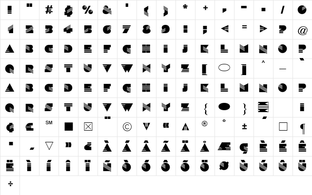 Cg Medium Character Map