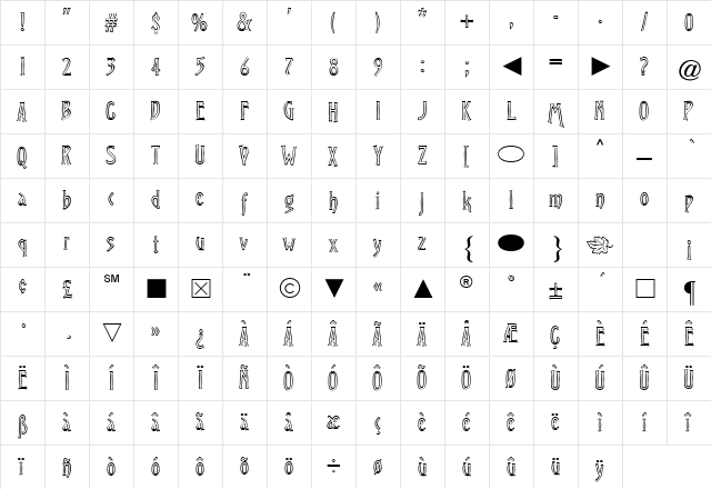 Cg Medium Character Map