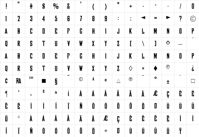 CgWoodBlock Medium Character Map CgWoodBlock Medium Character Map