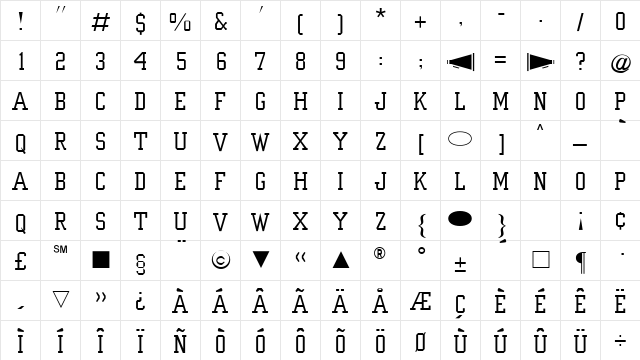Cg Medium Character Map