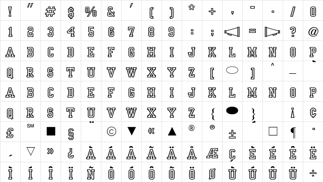 Cg Medium Character Map