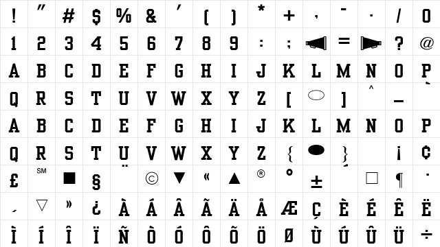 Cg Medium Character Map