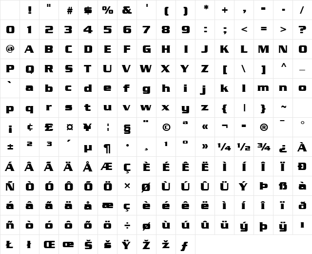 Chainlink Bold Character Map