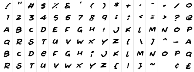 Chalkabout Italic Character Map