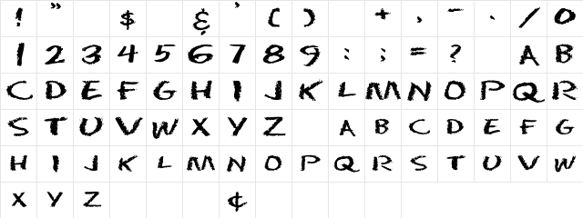 ChalkDustExtended Regular Character Map