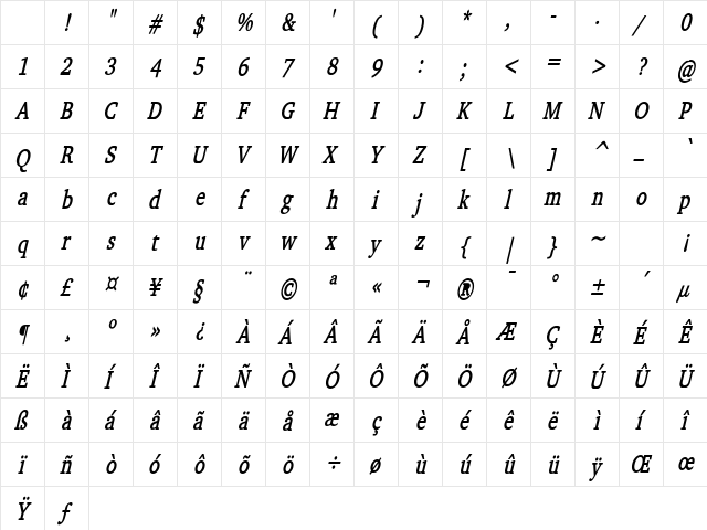 Challenge Thin Bold Italic Character Map Challenge Thin Bold Italic Character Map