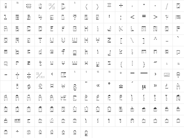 ChallengerOpen Regular Character Map