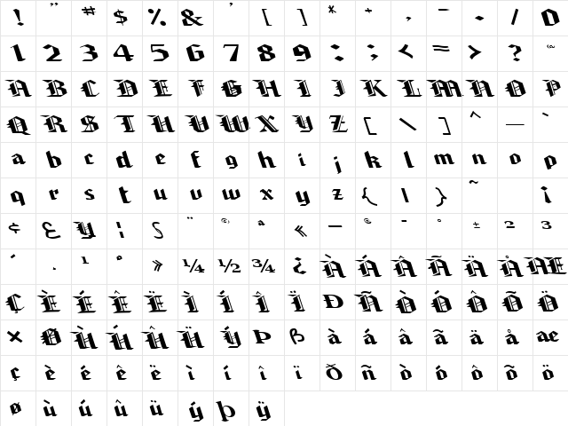 Chamber Regular Character Map