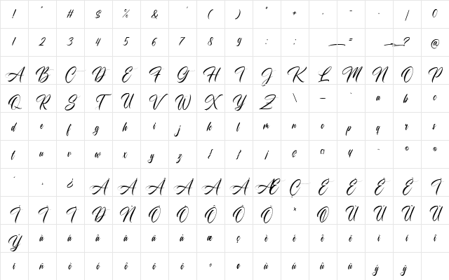 Champagne Regular Character Map