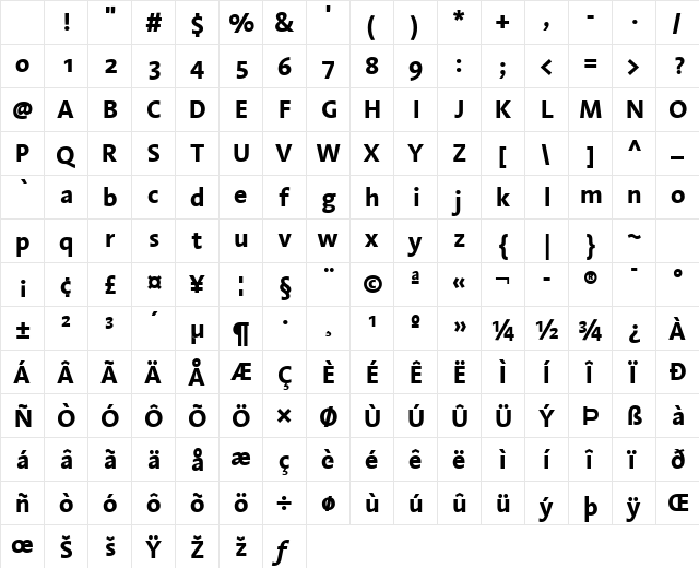 LTAroma Bold Character Map LTAroma Bold Character Map