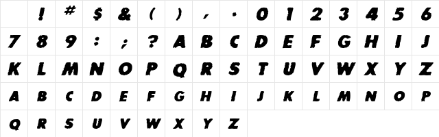 ChampionCaps Bold Italic Character Map ChampionCaps Bold Italic Character Map