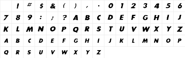 ChampionCaps Italic Character Map ChampionCaps Italic Character Map