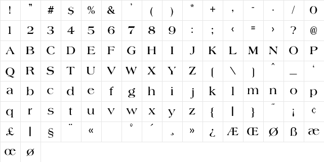 Agate-Bold Regular Character Map
