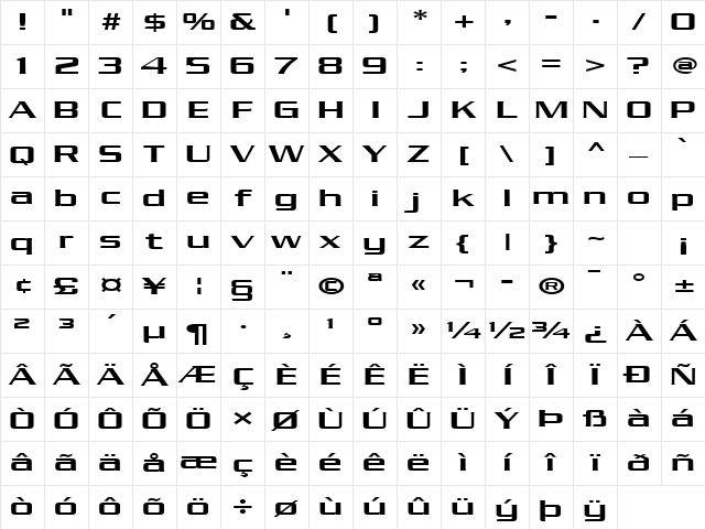 Chaney Extended Normal Character Map