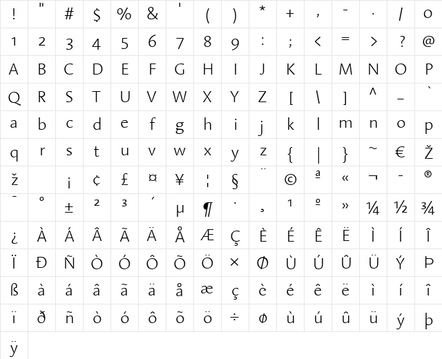 LTAroma Light Regular Character Map LTAroma Light Regular Character Map