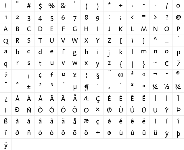 LTAroma Regular Character Map LTAroma Regular Character Map