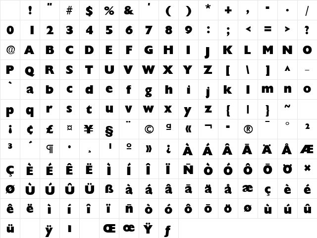ChantillyLH Bold Character Map ChantillyLH Bold Character Map