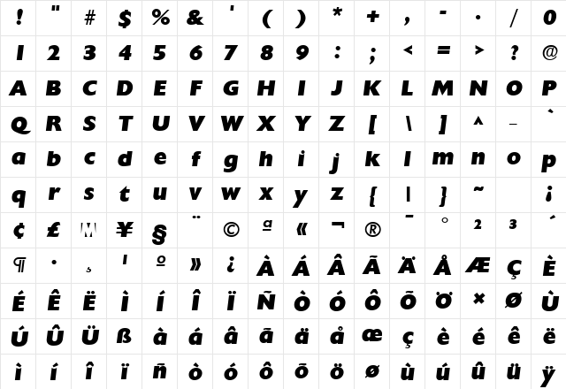 ChantillyLH HeavyItalic Character Map ChantillyLH HeavyItalic Character Map