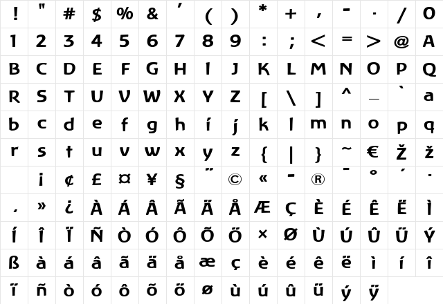 LTAtlantis Bold Regular Character Map LTAtlantis Bold Regular Character Map