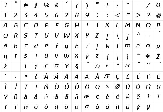 LTAtlantis Italic Character Map