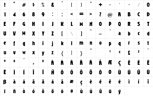 Chapell Regular Character Map Chapell Regular Character Map