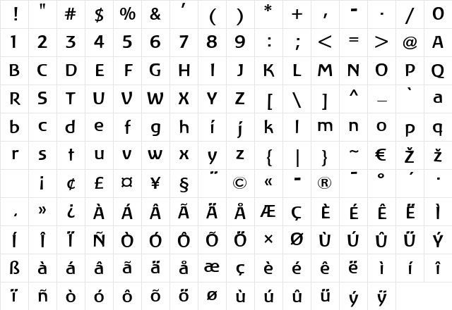 LTAtlantis Bold Character Map