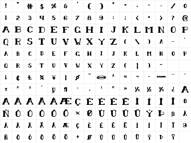Chardin Doihle Bold Bold Character Map