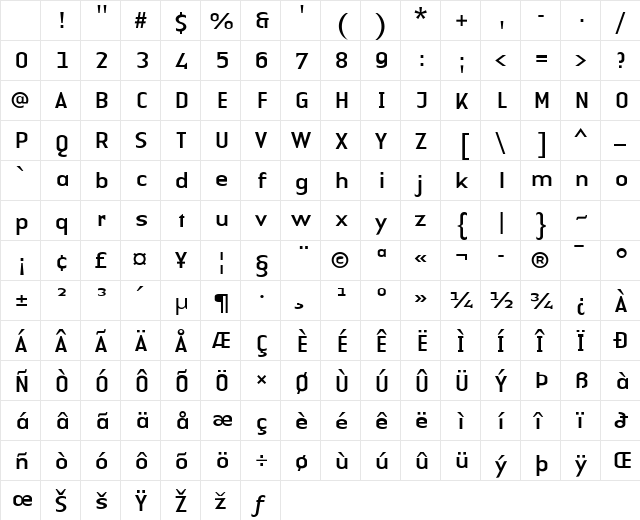 LTAuthenticSans Regular Character Map LTAuthenticSans Regular Character Map
