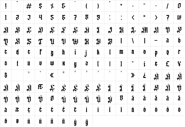 Agathiqy Regular Character Map