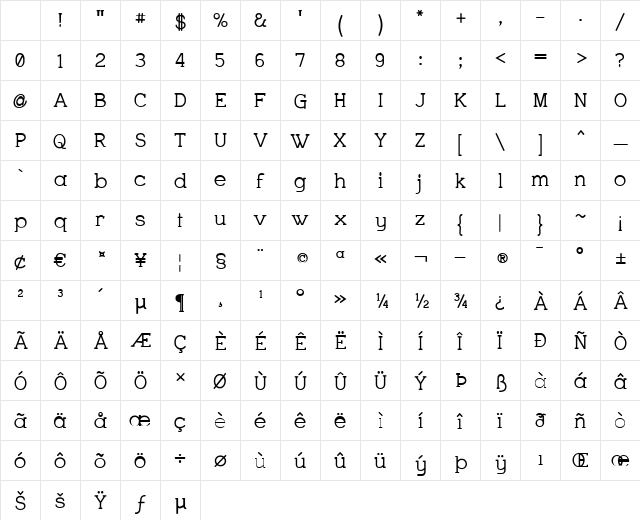 Charrington SemiBold Regular Character Map Charrington SemiBold Regular Character Map