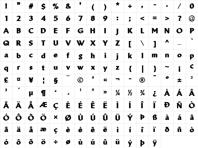 LTBrewery Medium Bold Character Map