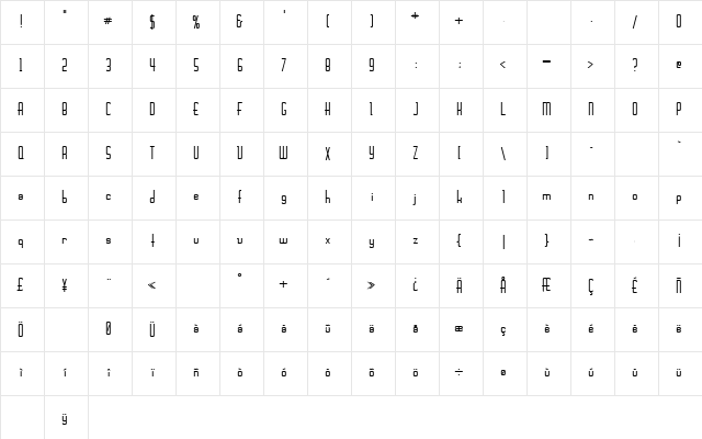 Chasline-Bold Bold Character Map