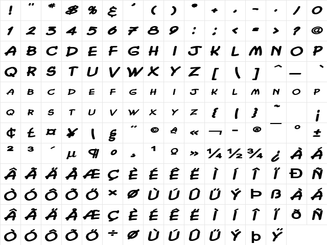Chasm Extended Heavy Italic Character Map Chasm Extended Heavy Italic Character Map