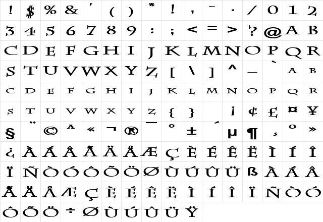 Chaz Extended Bold Character Map Chaz Extended Bold Character Map