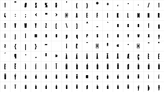 AgencyFB Black Comp Regular Character Map