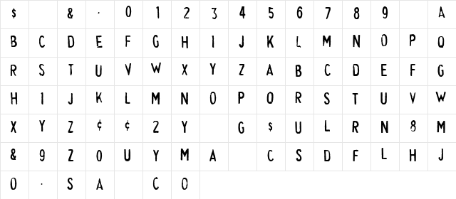 Cheapskate Fill Character Map