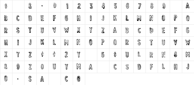 Cheapskate Outline Character Map
