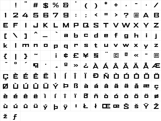 AgencyFB Bold Extended Regular Character Map AgencyFB Bold Extended Regular Character Map