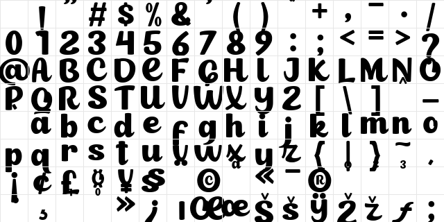 Cheerful Dynamite Personal Use Regular Character Map Cheerful Dynamite Personal Use Regular Character Map