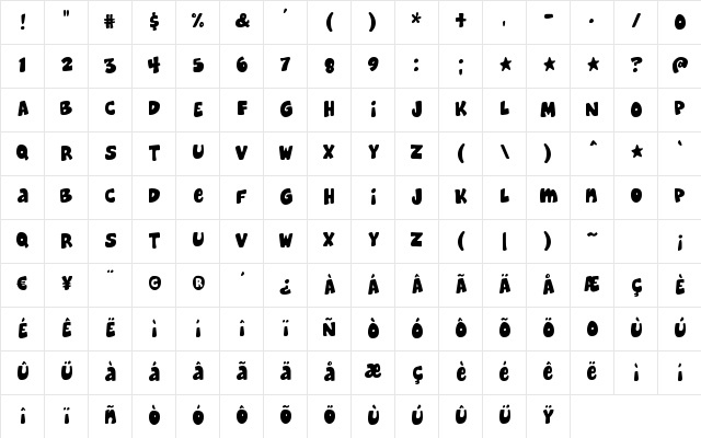 Cheeseburger Regular Character Map Cheeseburger Regular Character Map